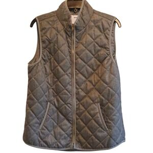 Old Navy Quilted Vest Women's L Gray Stand‎ Collar Zip Pockets Puffer Style